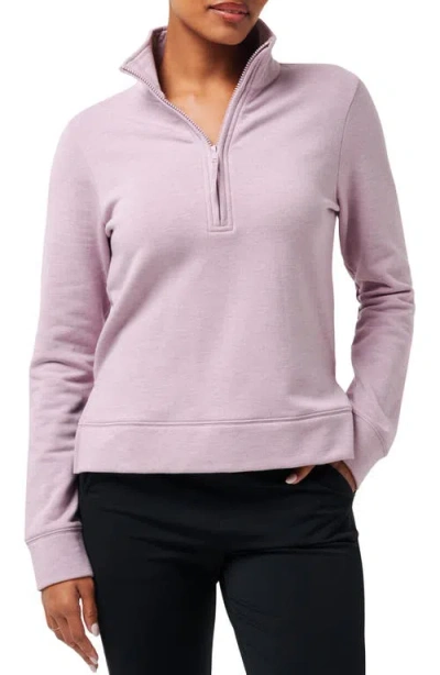 Travismathew Chance Encounter Fleece Half Zip Pullover In Heather Mauve Shadow