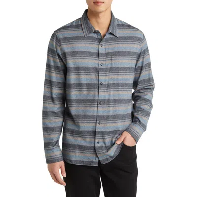 Travismathew Cloud Flannel Button-up Shirt In Black/stellar Blue