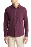 Travismathew Cloud Flannel Button-up Shirt In Blue Nights/mauve Wine