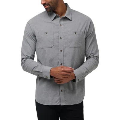 Travismathew Cloud Flannel Button-up Shirt In Heather Dark Grey