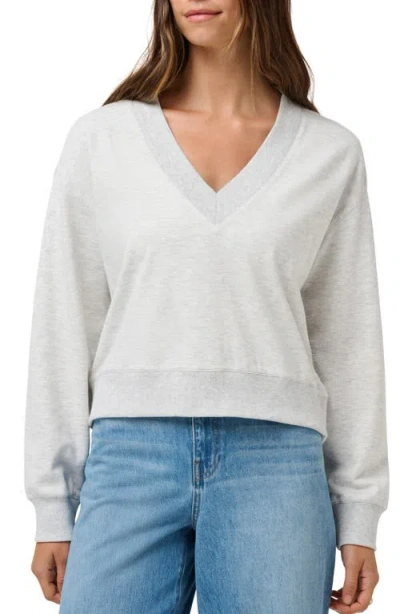 Travismathew Cloud Fleece V-neck Sweatshirt In Heather Light Grey