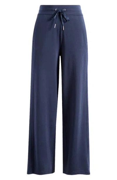 Travismathew Cloud French Terry Wide Leg Pants In Navy Blazer
