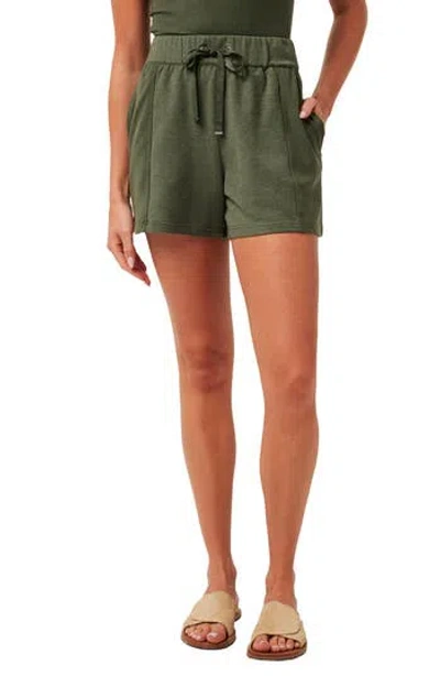 Travismathew Cloud High Waist French Terry Shorts In Green