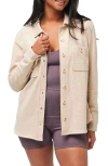 Travismathew Cloud Jersey Shacket In Heather Natural
