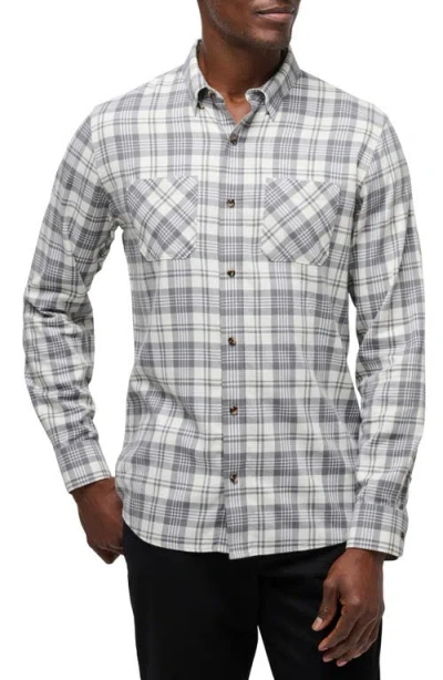 Travismathew Cloud Plaid Flannel Button-up Shirt In Gray