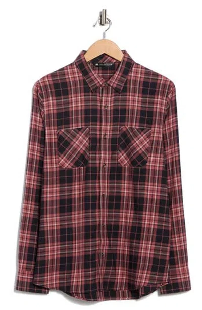 Travismathew Cloud Plaid Flannel Button-up Shirt In Brown