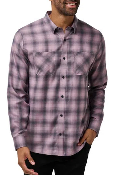 Travismathew Cloud Plaid Flannel Button-up Shirt In Elderberry/total Eclipse