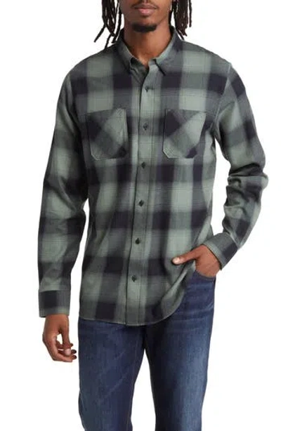 Travismathew Cloud Plaid Flannel Button-up Shirt In Green