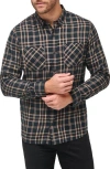 Travismathew Cloud Plaid Flannel Button-up Shirt In Black/portabella