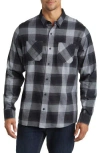 Travismathew Cloud Plaid Flannel Button-up Shirt In Ebony/black