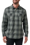 Travismathew Cloud Plaid Flannel Button-up Shirt In Green