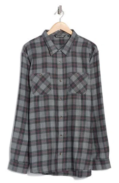 Travismathew Cloud Plaid Flannel Button-up Shirt In Heather Black/red