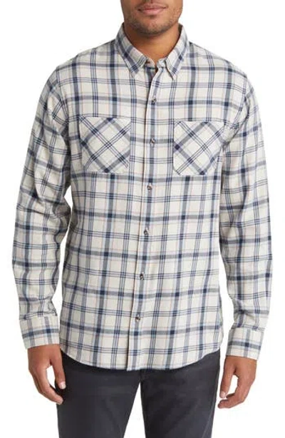 Travismathew Cloud Plaid Flannel Button-up Shirt In Moonbeam/ash Blue