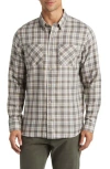 Travismathew Cloud Plaid Flannel Button-up Shirt In Gray