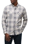 Travismathew Cloud Plaid Flannel Button-up Shirt In Oxford Tan/plum