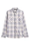 Travismathew Cloud Plaid Flannel Button-up Shirt In Oxford Tan/plum
