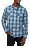 Travismathew Cloud Plaid Flannel Button-up Shirt In Total Eclipse/ash Blue
