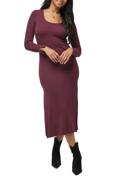 Travismathew Cloud Retreat Long Sleeve Rib Dress In Heather Winetasting