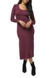 Travismathew Cloud Retreat Long Sleeve Rib Dress In Heather Winetasting