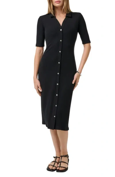 Travismathew Cloud Rib Midi Shirtdress In Black