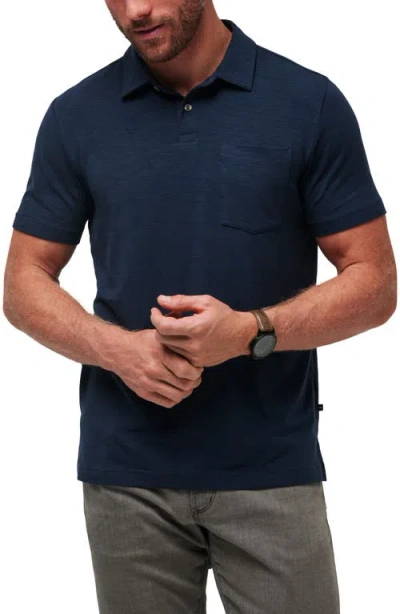 Travismathew Cloud Slub Pocket Polo In Total Eclipse