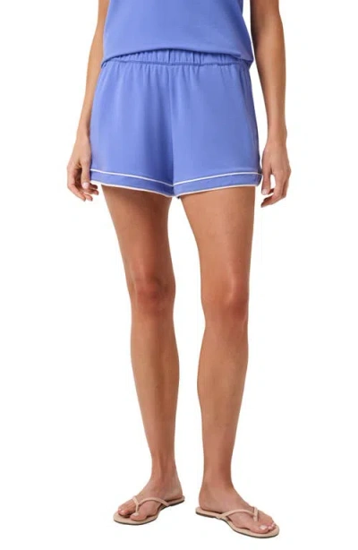 Travismathew Cloud Terry Varsity Shorts In Blue