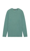 Travismathew Cloud Waffle Crew Long Sleeve Tee In Silver Pine