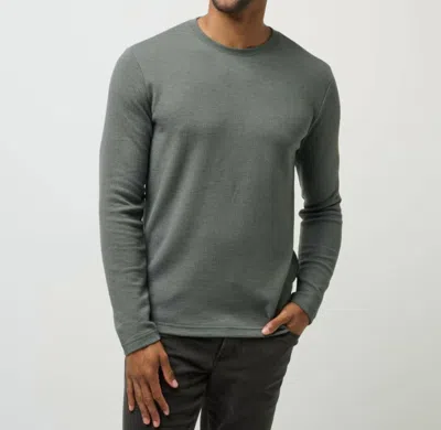 Travismathew Cloud Waffle Crew Shirt In Dark Olive In Transparent