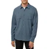 Travismathew Cloud Waffle Knit Button-up Shirt In Blue
