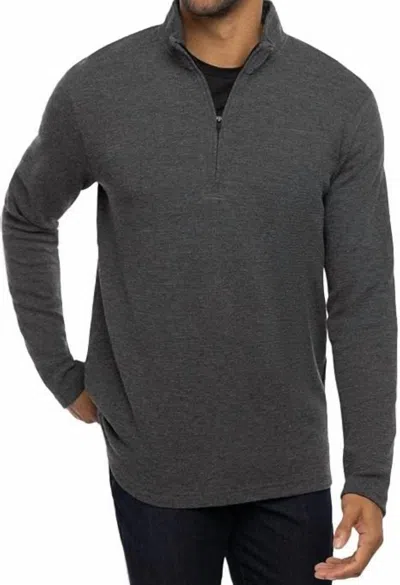 Travismathew Cloud Waffle Quarter Zip Golf Pullover In Charcoal In Gray