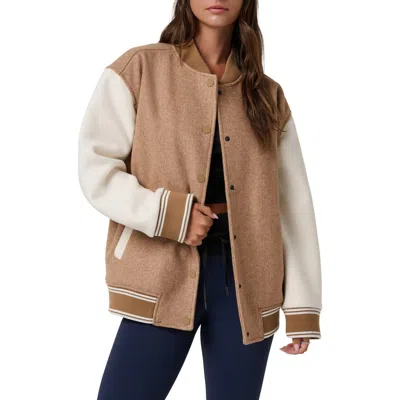 Travismathew Clubside Varsity Bomber Jacket In Brown