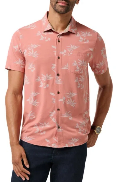 Travismathew Comfortknit Yoyage Short Sleeve Button-up Shirt In Red