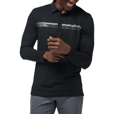 Travismathew Course Mapper Long Sleeve Polo In Black