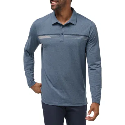 Travismathew Course Mapper Long Sleeve Polo In Blue