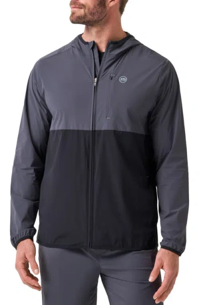 Travismathew Court Ready Colorblocked Hooded Performance Jacket In Gray