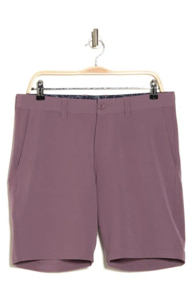 Travismathew Drive-in Movie 8-inch Flat Front Stretch Shorts In Mauve Wine