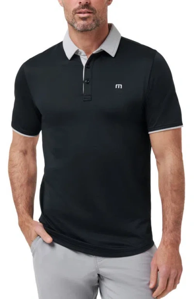 Travismathew Deep Start Polo In Black/heather Light Grey