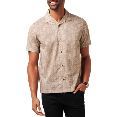 Travismathew Desert Sun Short Sleeve Cotton Blend Button-up Shirt In Italian Sand