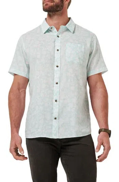 Travismathew Double Room Short Sleeve Button-up Shirt In Blue