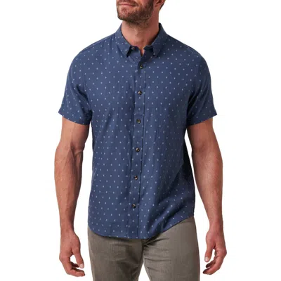 Travismathew Early Check In Cotton Button-up Shirt In Mood Indigo/vintage Indigo