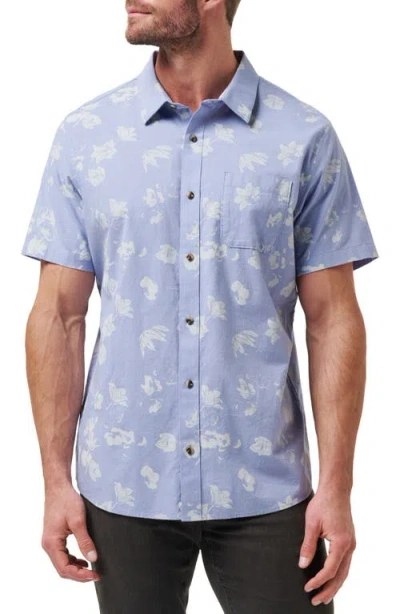 Travismathew Fan Palm Short Sleeve Button-up Shirt In Pale Iris