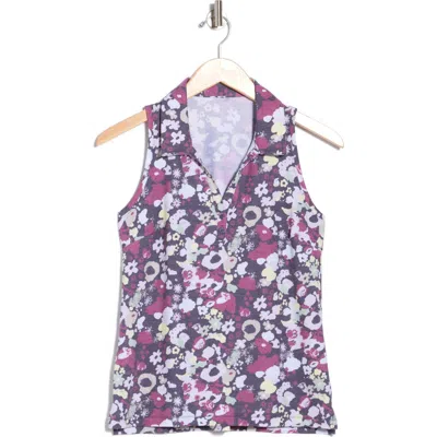 Travismathew Featherweight Active Racerback Polo In Graystone Floral Mul
