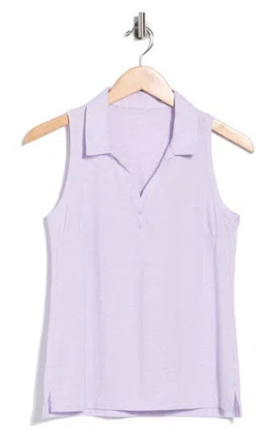 Travismathew Featherweight Active Sleeveless Polo In Heather Evening Haze