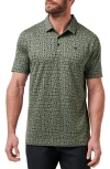 Travismathew Featherweight Caves Patterned Polo In Green