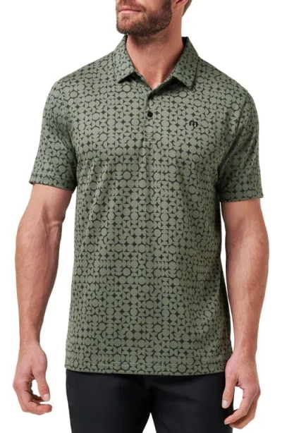 Travismathew Featherweight Caves Patterned Polo In Green