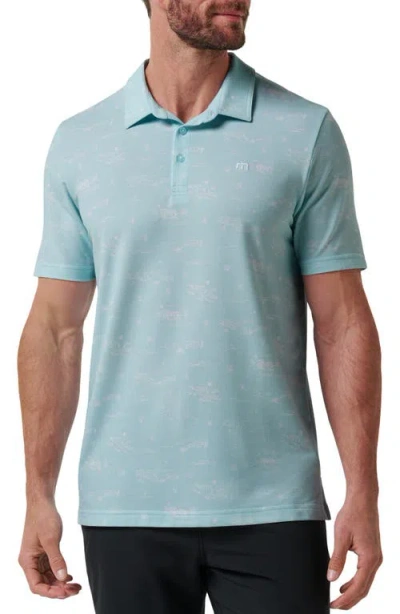 Travismathew Featherweight City Tropical Print Polo In Cory Blue