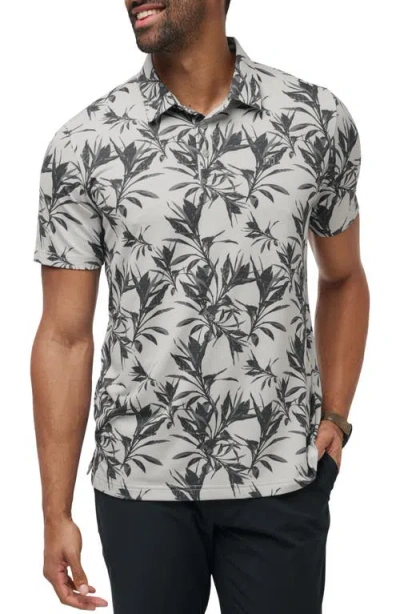 Travismathew Featherweight Coast Leaf Print Piqué Polo In Vanilla Ice