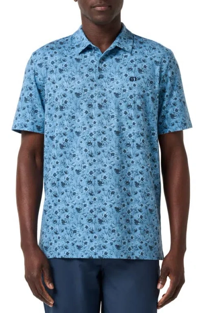 Travismathew Featherweight Cottage Print Polo In Blue
