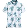 Travismathew Featherweight Magnolia Floral Piqué Polo In Moonbeam