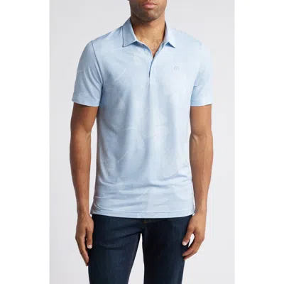 Travismathew Featherweight Mist Leaf Print Polo In Heather Dusty Blue